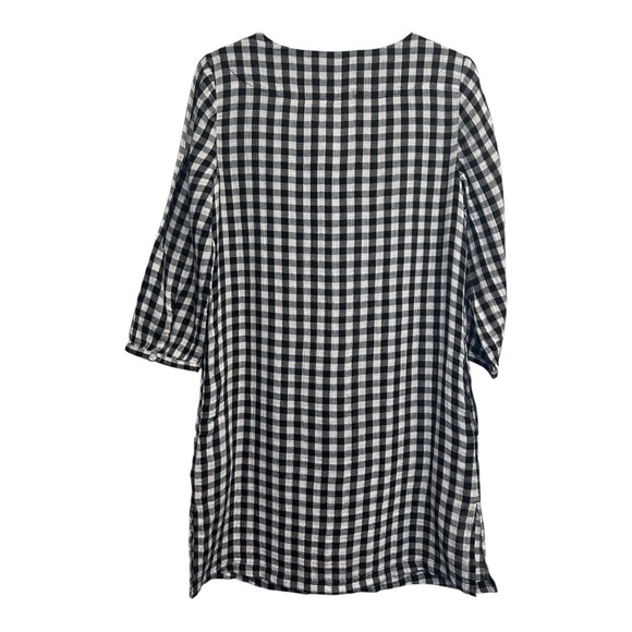 Talbots Black & White Gingham Dress Long Sleeve Embroidered Neckline Size XS NWT - Picture 6 of 9